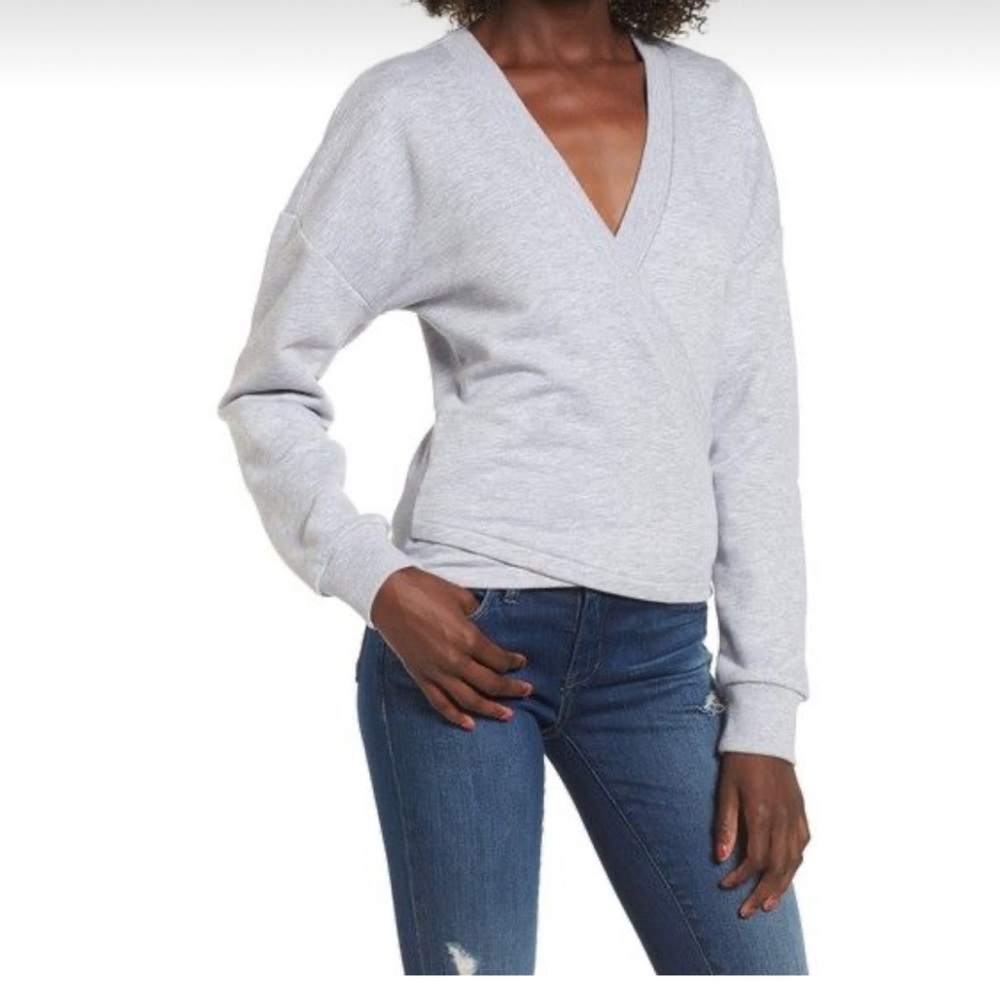 Supertrash Heather Grey V-Neck Wrap Sweater